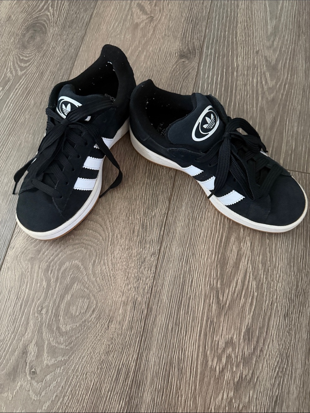 adidas Black and White Campus-Style Lace Sneakers